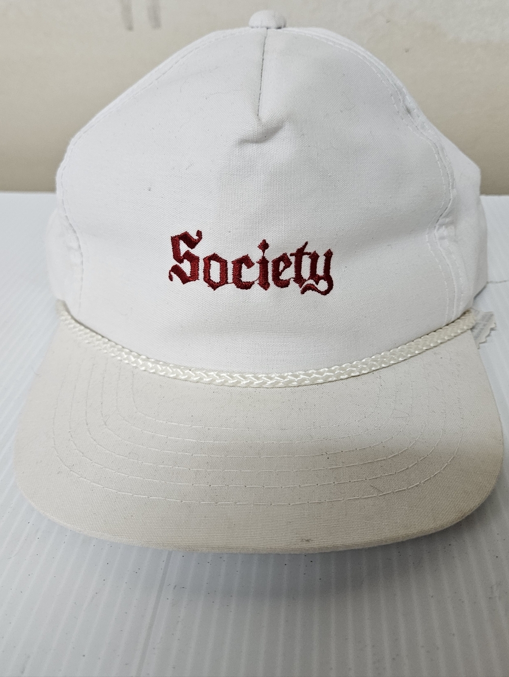White 'Society' Rope-Detail Cap Vintage Cap0017